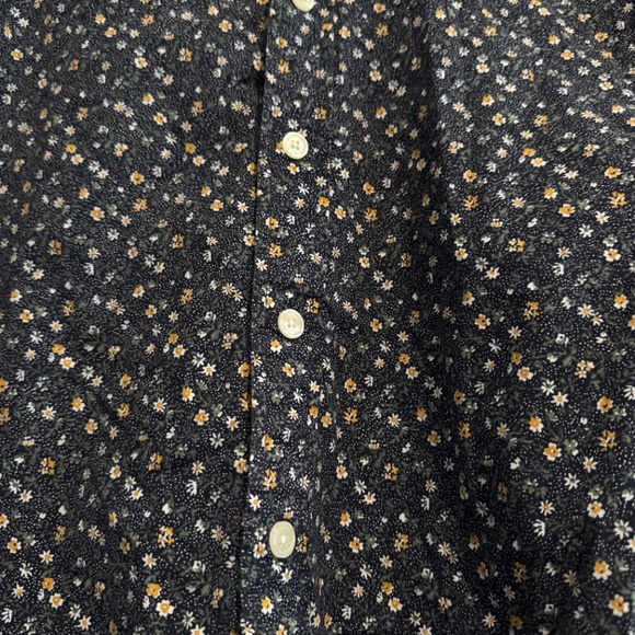 Abercrombie & Fitch Super Slim Floral Button-Up Shirt – Stretch – Navy (L) - Picture 3 of 7